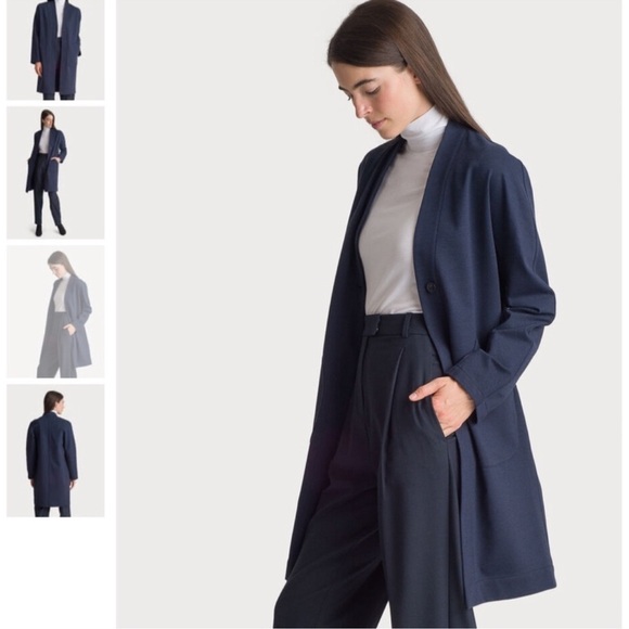 Kit and Ace Long Stretch Cashmere Blend Jacket Size Medium Preppy Monochrome - Picture 2 of 16